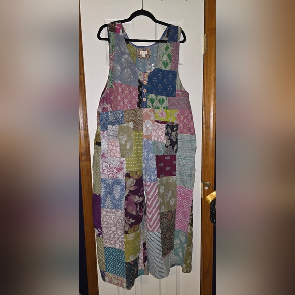 POL Pants - Women's Pol S Oversized Colorful Patchwork Jumpsuit Boho Cottagecore